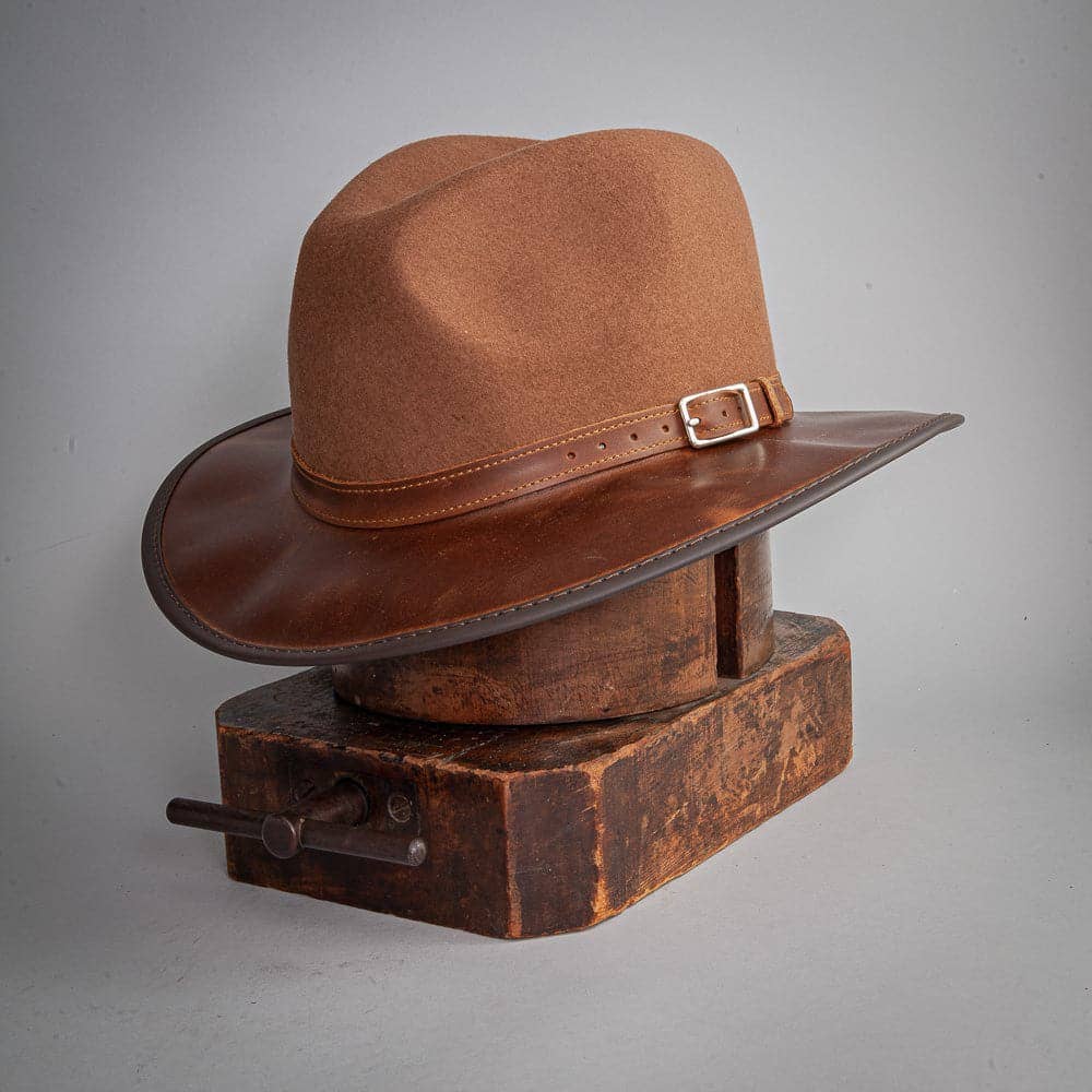 American Hat Makers - Vente Chapeau en feutre – unisexe - Chapeau Fedora extérieur en feutre de laine et cuir - Style Summit36