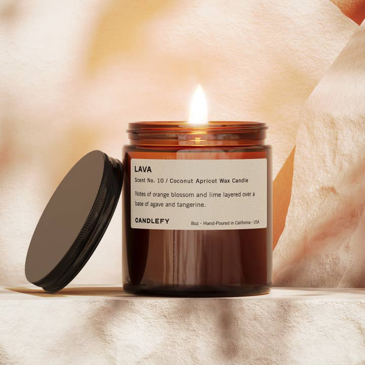 Lava Candle • 8oz Amber Jar • Coconut Wax • USA Made for wholesale by Candlefy