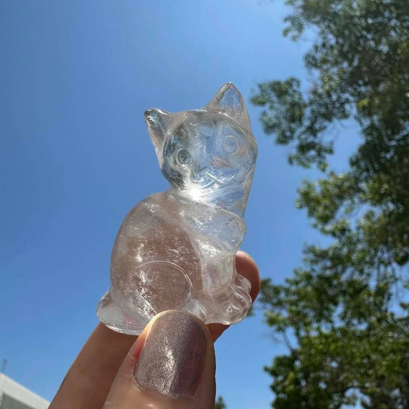 The Crystal Tabby - Wholesale Spiritual Stone/Crystal - Sitting Clear Quartz Cat Carving - 1 pc 3