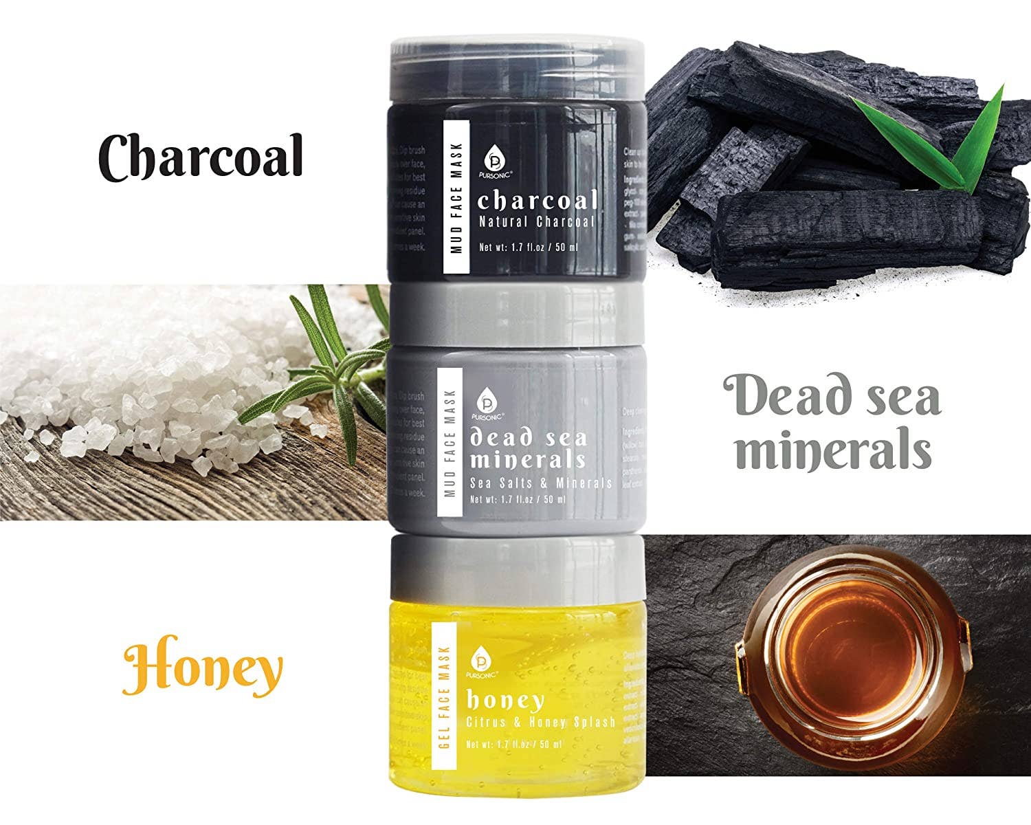 Pursonic - Wholesale Skincare Face Mask - 3 Pack Gel and Mud Face Mask With Applicator2