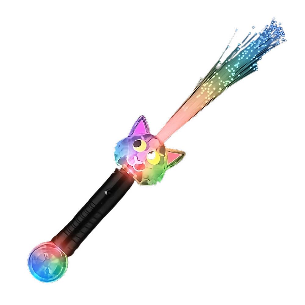 Blinkee.com, LLC - Wholesale Light-up toy – Kids & baby - Light Up Multicolored Fiber Optic Cat Wand with Crystal Ball0