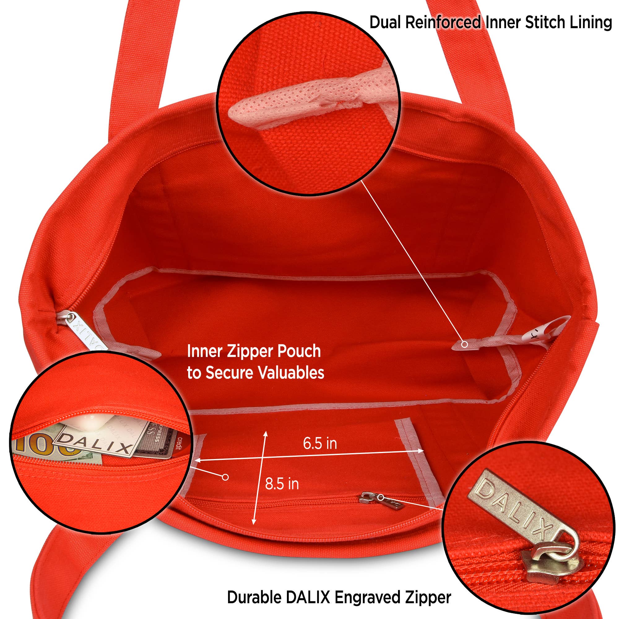 Dalix – wholesale Tote bag – Women's – DALIX 20" Solid Color Cotton Canvas Shopping Tote Bag34