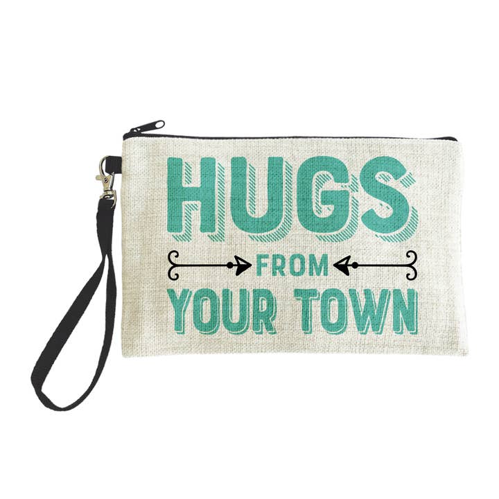 Personalized City Zip Pouch, Hugs Name Drop Design for wholesale by Rock Scissor Paper