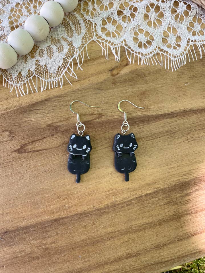 Black Cat dangle earrings for wholesale by The Crystal Lotus