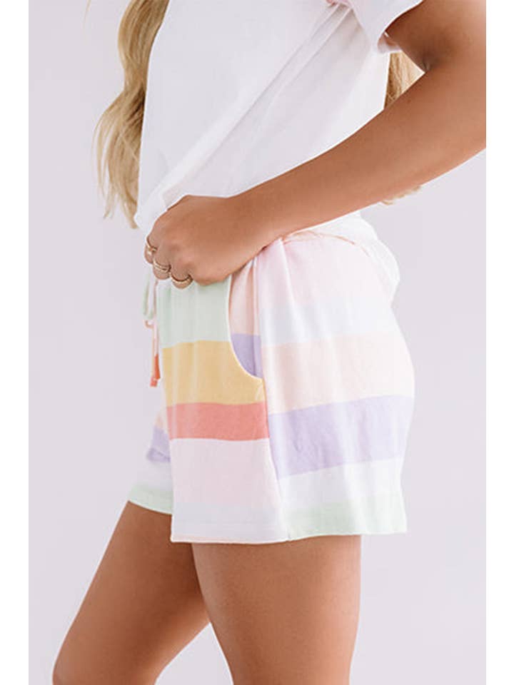 White Stripe T-Shirt and Shorts Set for wholesale on Faire
