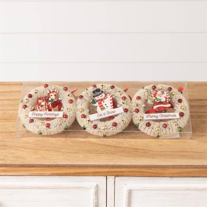 Audrey's Home & Gift - Wholesale Wreath - Ornaments - Vintage Bottle Brush Wreaths (Pk/03 Ast)