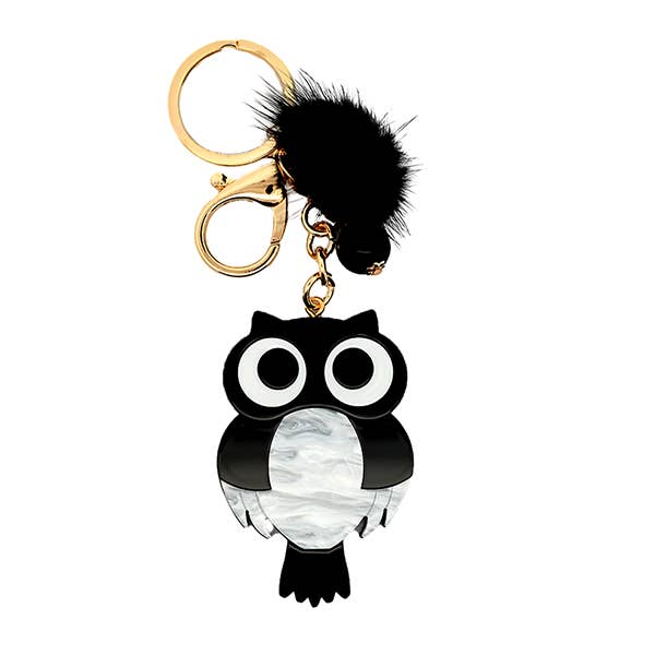 RESIN KEYCHAIN WITH OWL AND HAIRBALL - FT2392F56 for wholesale by AMORINO SRL