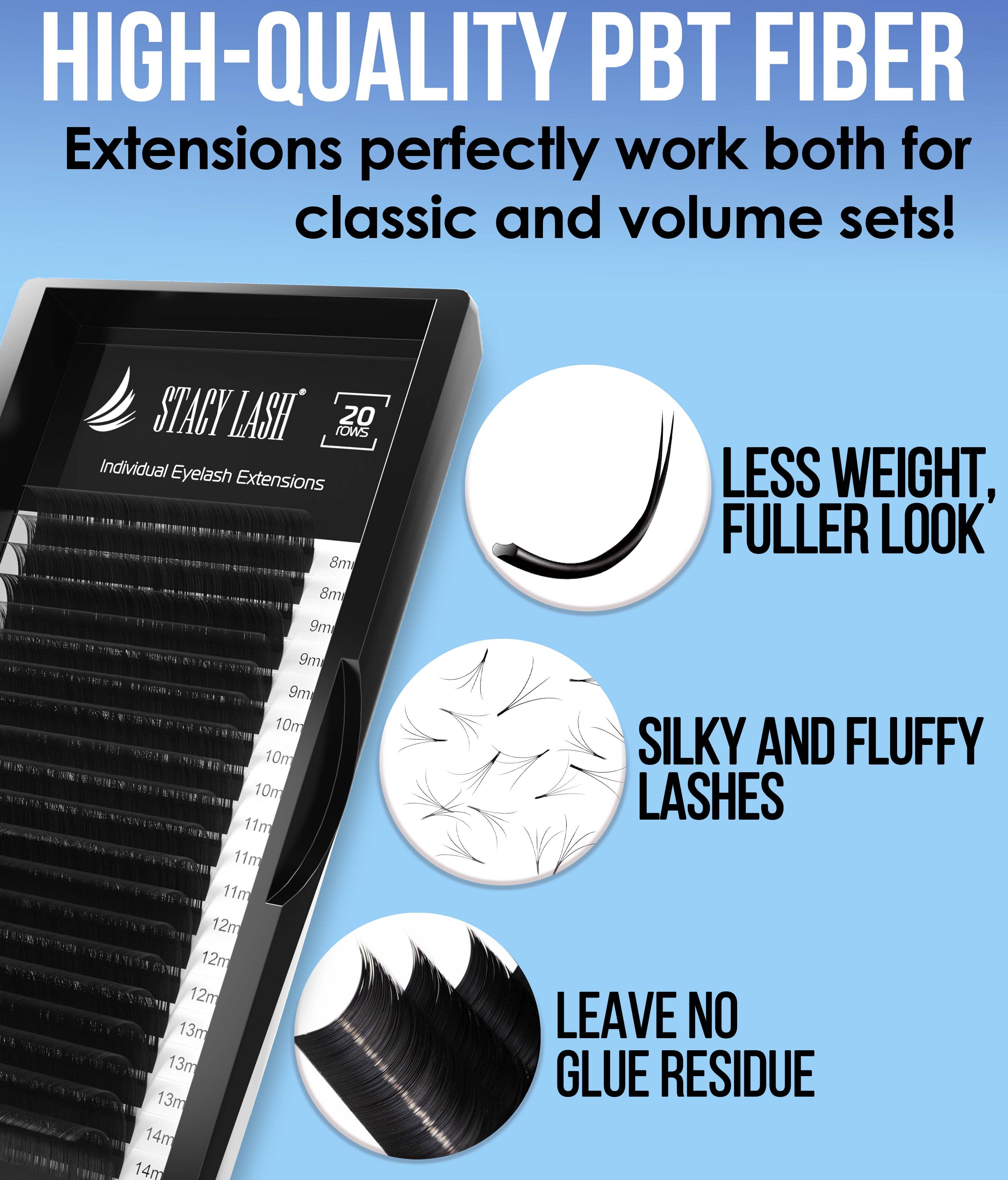 Stacy Lash - Wholesale False/Fake Eyelashes - 20 Rows - Split Tip Flat Eyelash Extensions C Curl2