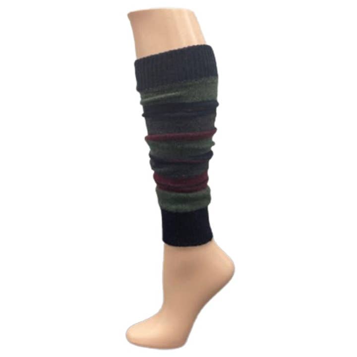 Sierra Socks - Wholesale Legwarmers - Women's - Girl's Stripe Lambswool Knee Hi Leg Warmers W42416