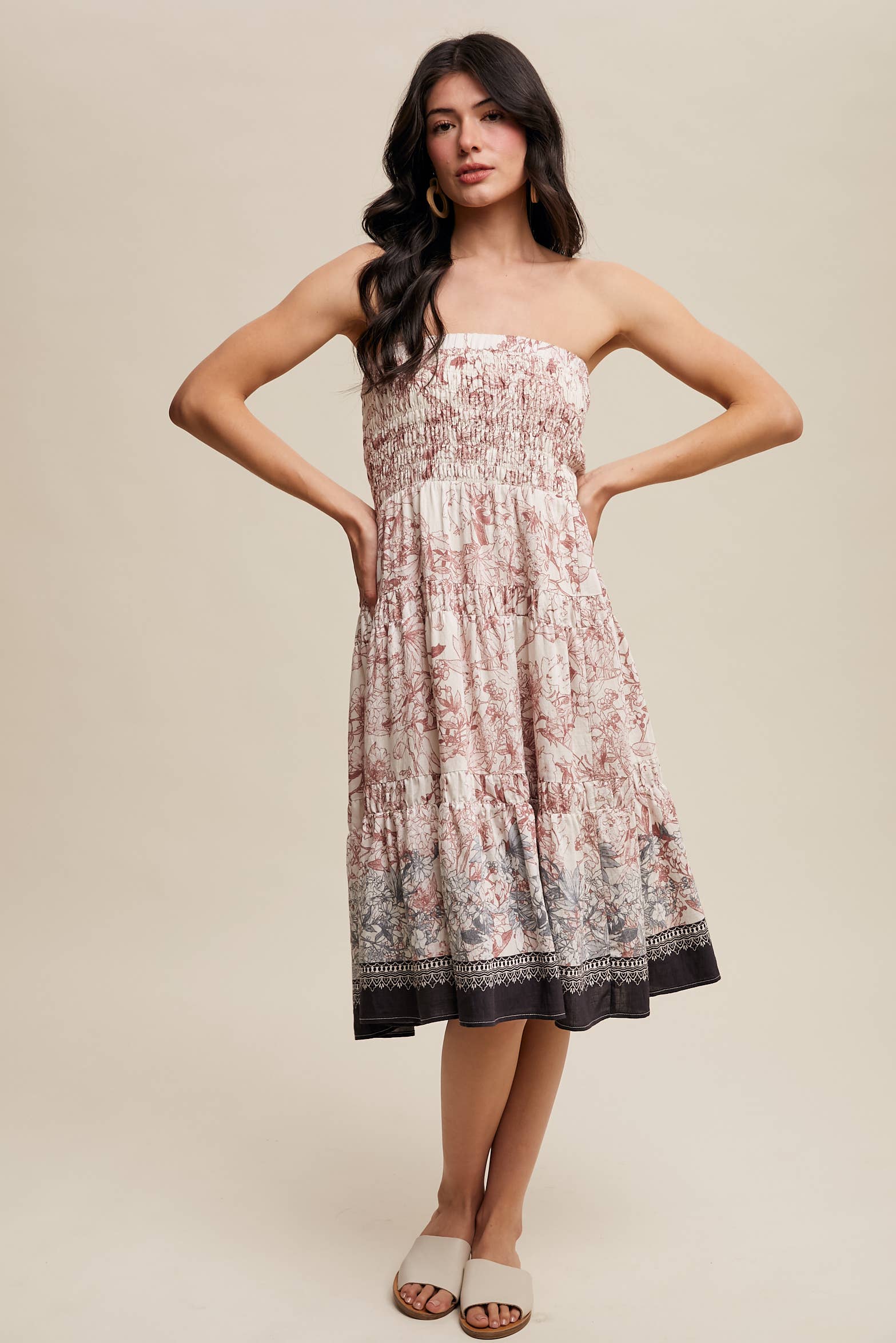 Listicle - Vente Jupe – femme - Jupe longue bohème convertible à smocks & robe bustier18