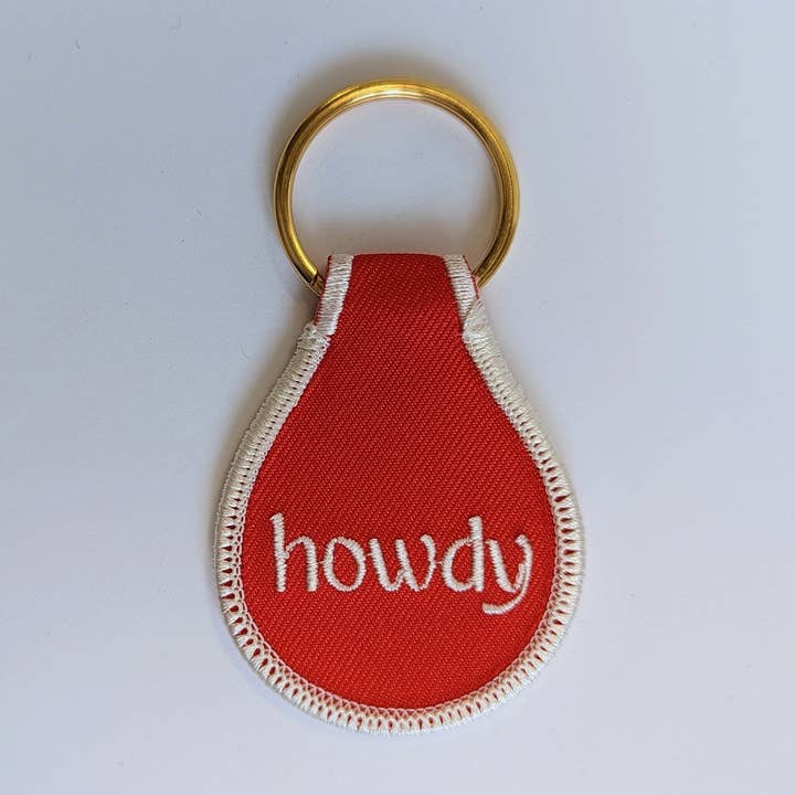 Howdy Embroidered Key Tag for wholesale by He Said, She Said