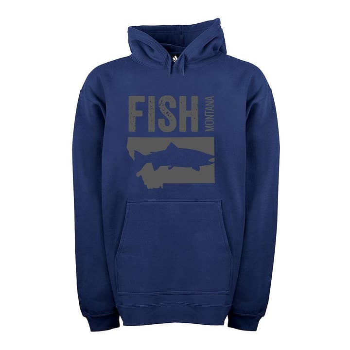 FISH Montana - Hoodie - Navy/Gray for wholesale by Hunt Montana