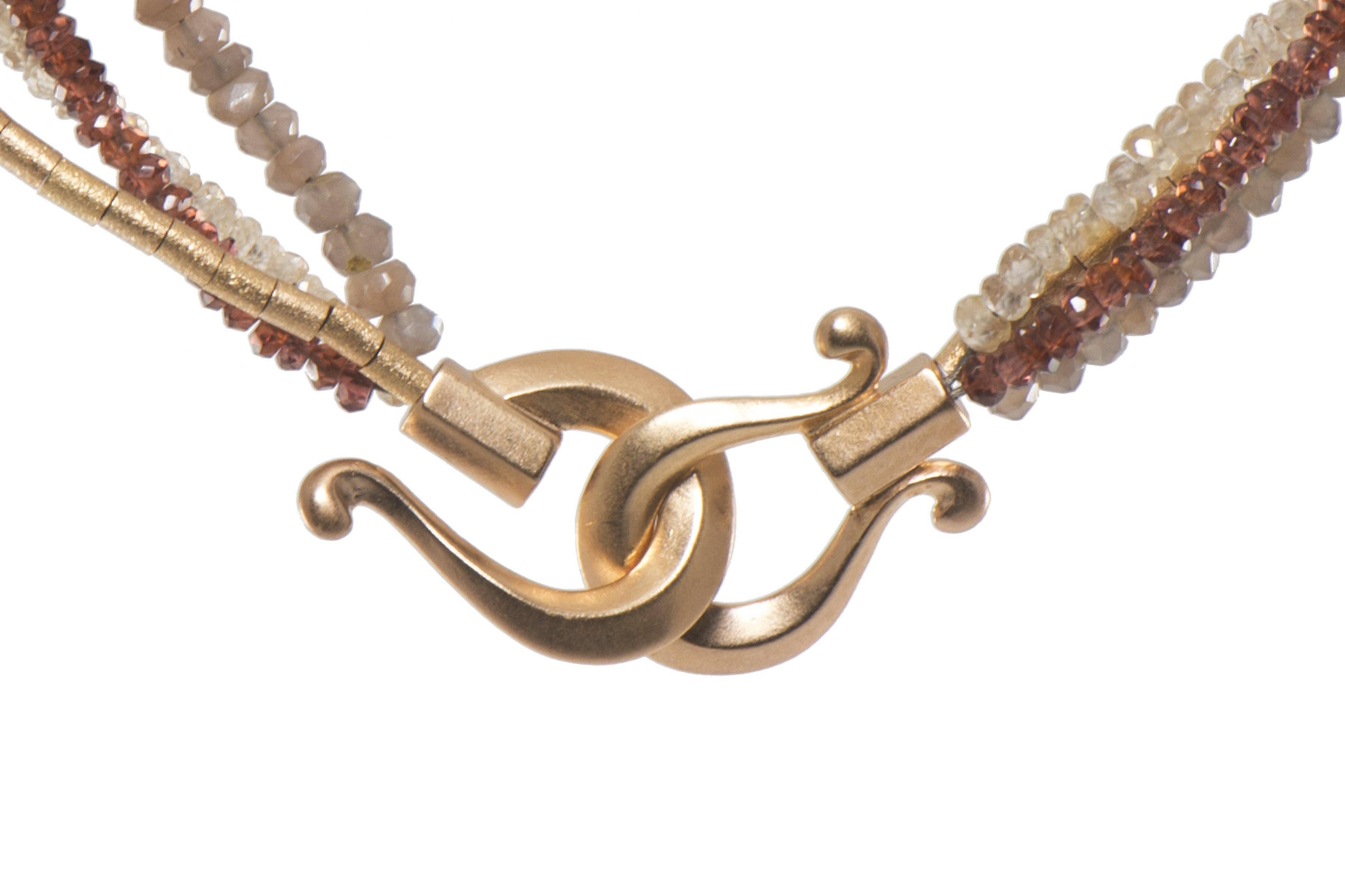 Joyla Jewelry - Wholesale Beaded/Pearl Necklace - Multi Strand Garnet, Labradorite, Zircon and Gold Tube Necklace 24K Fair Trade Gold Vermeil2