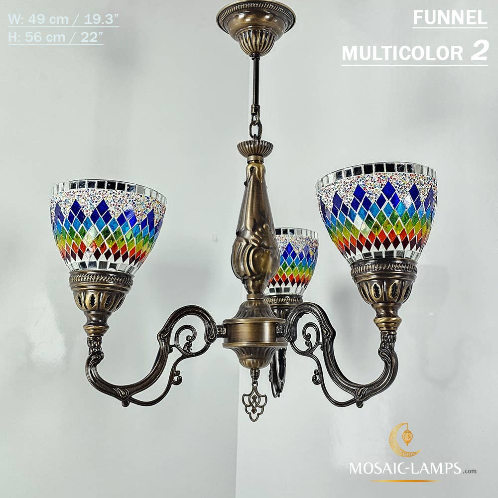 Mosaic Lamps – Candeeiro/lâmpada suspensa por atacado – Mosaico 3 Globo Feito à Mão Turco Marroquino Árabe Oriental Boh31