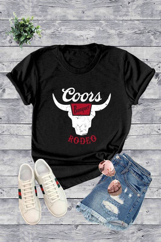 Top Avenue - Vente T-shirt sérigraphié – femme - T-shirt unisexe à col rond COORS RODEO, Beer, Summer13