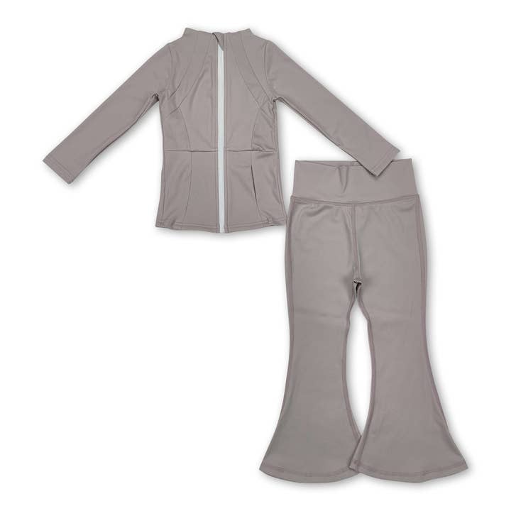 Yawoo Garments - Wholesale Activewear Set - Kids - Long sleeves black top pants kids girls yoga clothing5