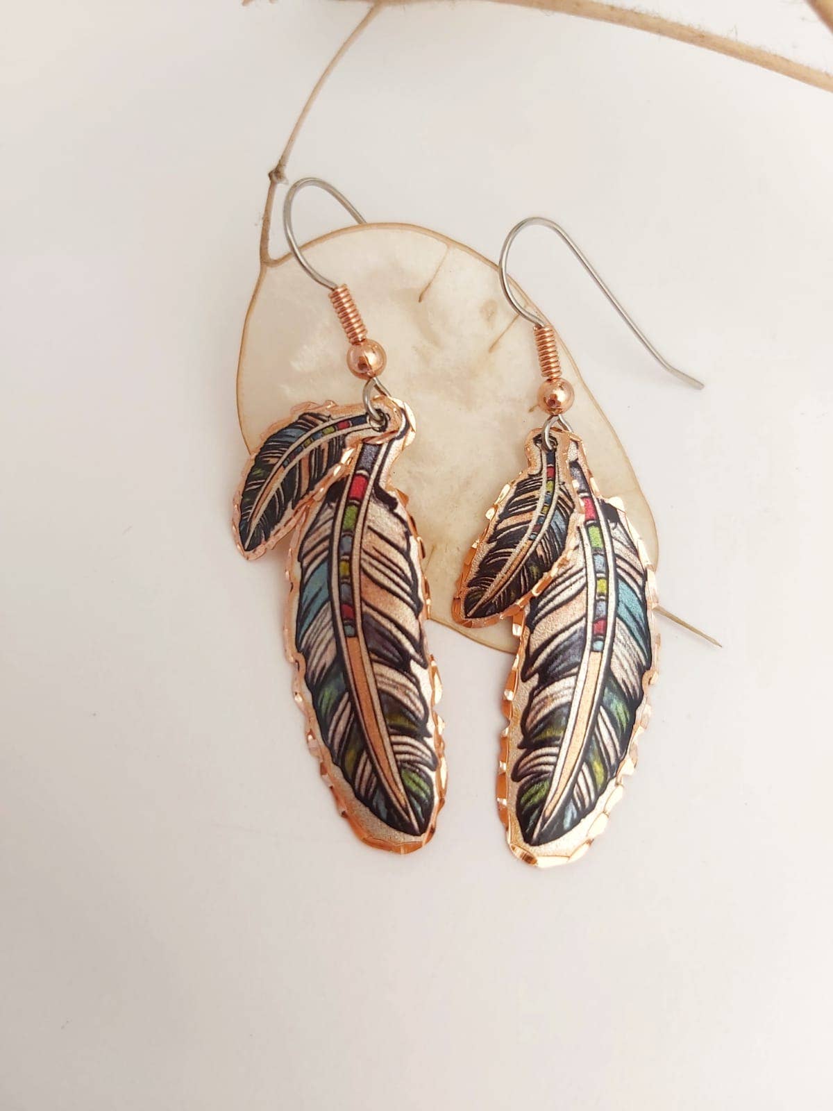 COPPER ARTS INC. - Wholesale Dangle Earrings - CA YM 03 Painted Eagle Feather Earrings1