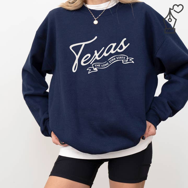 KylieBeth Designs - Vente Sweat-shirt à imprimés – femme - Sweat-shirt ras du cou Texas, fierté de l'État du Texas3