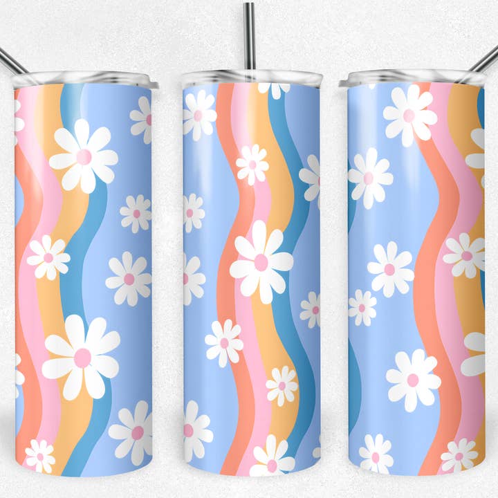 Retro Tumbler, Groovy Tumbler, Summer Tumbler for wholesale by So Peachy Designs