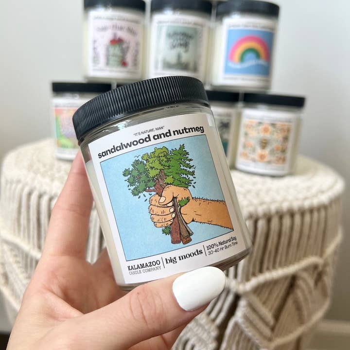 Big Moods - Wholesale Jar/Filled Candle - "It's Nature, Man" Sandalwood & Nutmeg - Luxury Soy Candle4