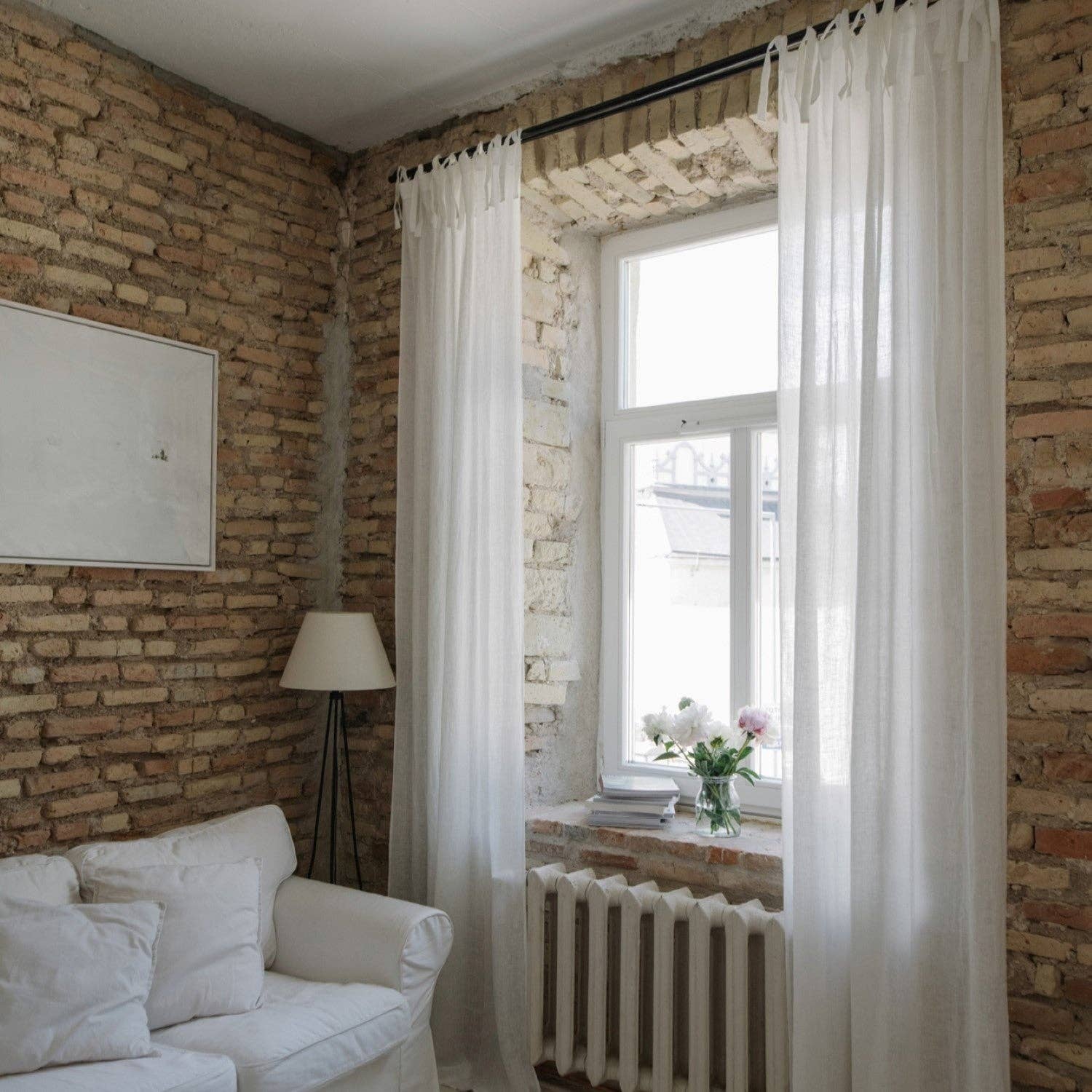 Linen Tales (We cover U.S. import duties) - Wholesale Curtain - Optical White Linen Daytime Tie Top Curtain Set of 23