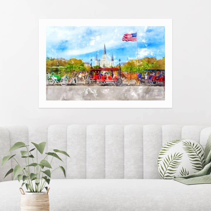 Stampe artistiche giclée, New Orleans LA, Jackson Square per la vendita all'ingrosso da parte di G.O.A.T House of Creative
