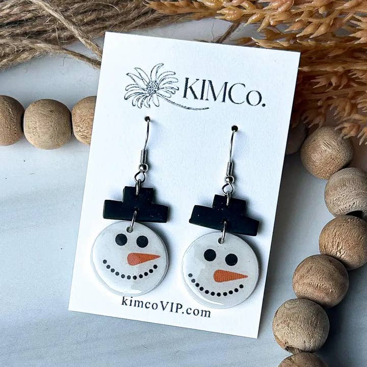Polymer Clay Earrings - Winter - Frosty the Snowman for wholesale by KIMCo.
