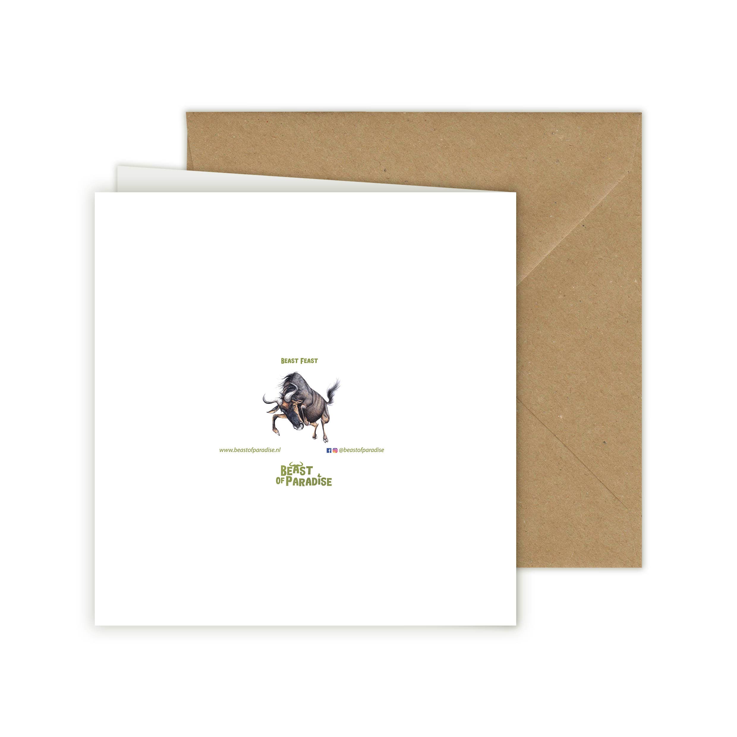 Beast of Paradise - Wholesale Everyday Greeting Card - Wildebeest, Gnu Greeting Card, Animal Birthday Card, Blank1