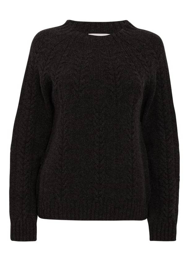 Wroxton Kabeltrui van Lamswol Antraciet voor wholesale door Genevieve Sweeney