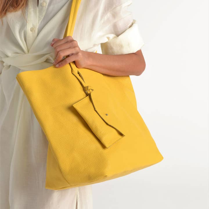 ANA KOUTSI - Wholesale Tote Bag - Women's - Althaia large leather tote in yellow