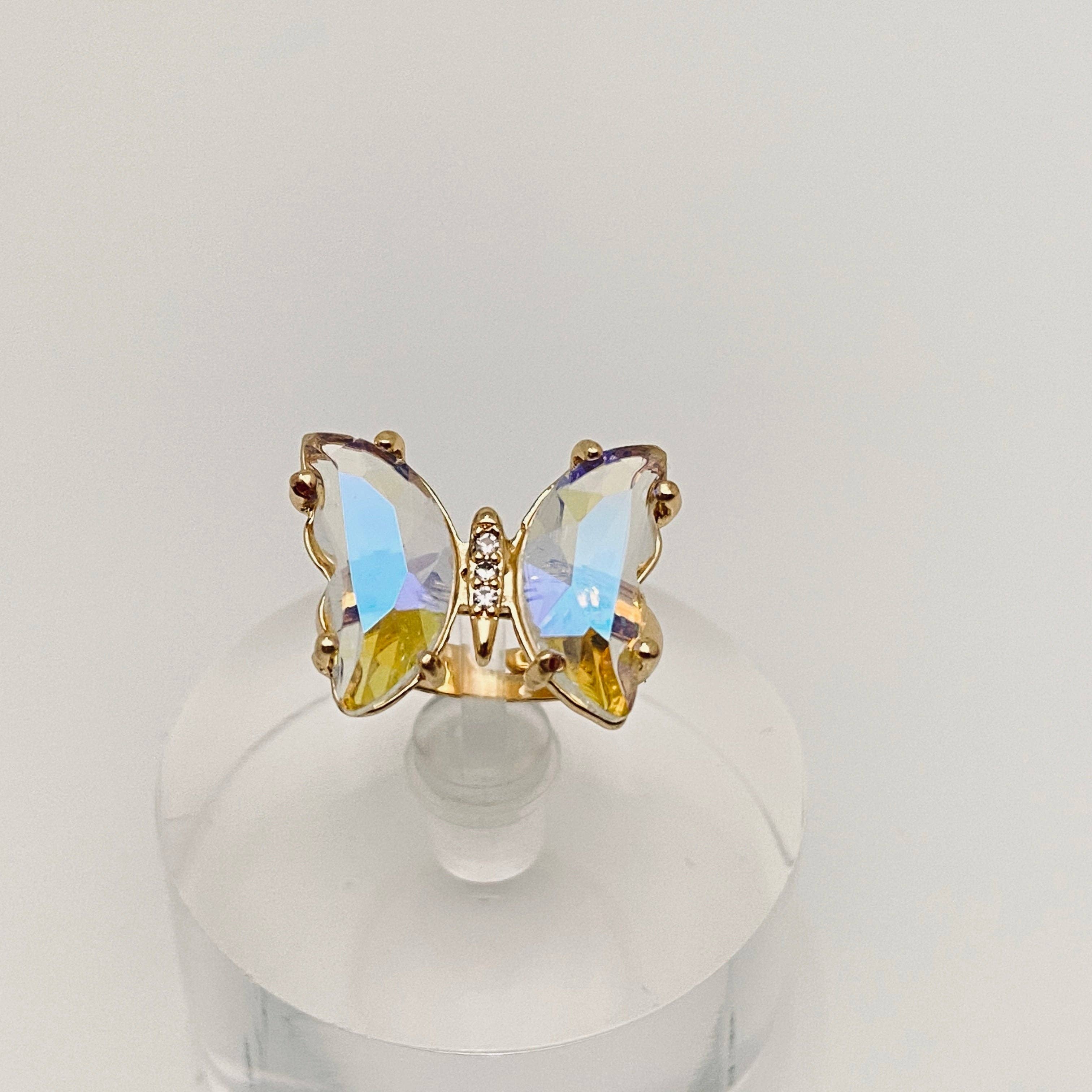 Mio Queena - Wholesale Cocktail/Statement Ring - Gradient Glass Butterfly Ring7