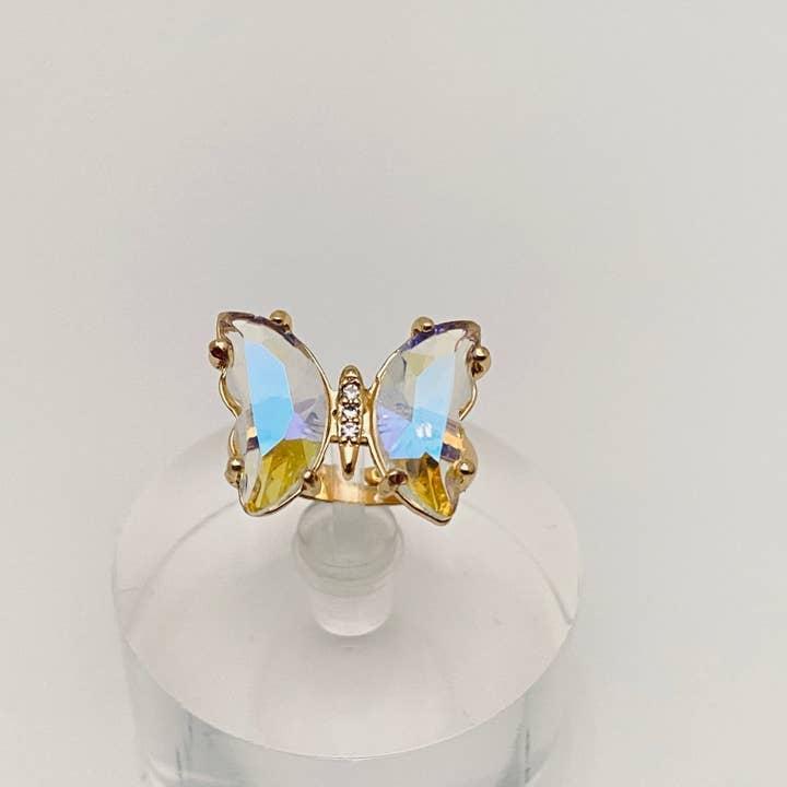 Mio Queena - Wholesale Cocktail/Statement Ring - Gradient Glass Butterfly Ring6
