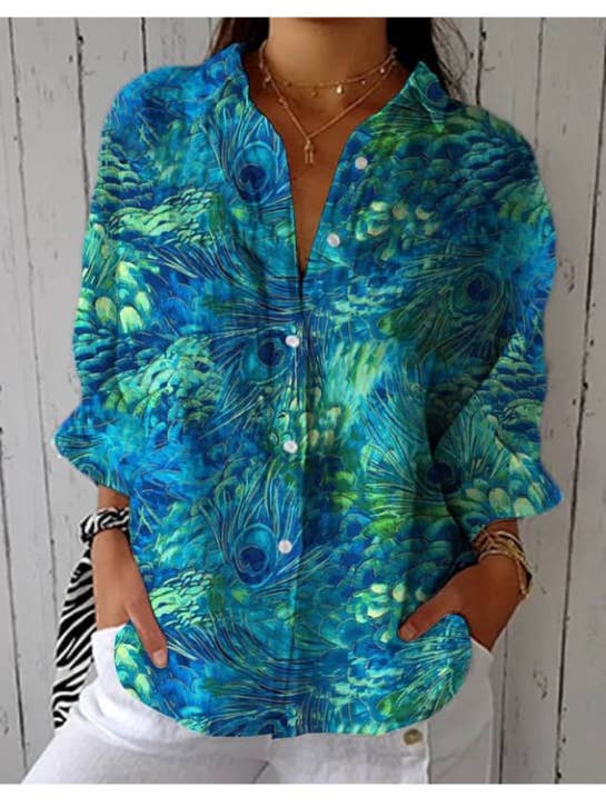 Rosa Clothing - Wholesale Shirt - Women's - Women Vintage Floral Print Long Sleeve Casual Boho Blouse19