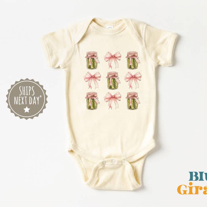 Pickle Jar Bows Onesie® for wholesale by Blue Giraffe Inc