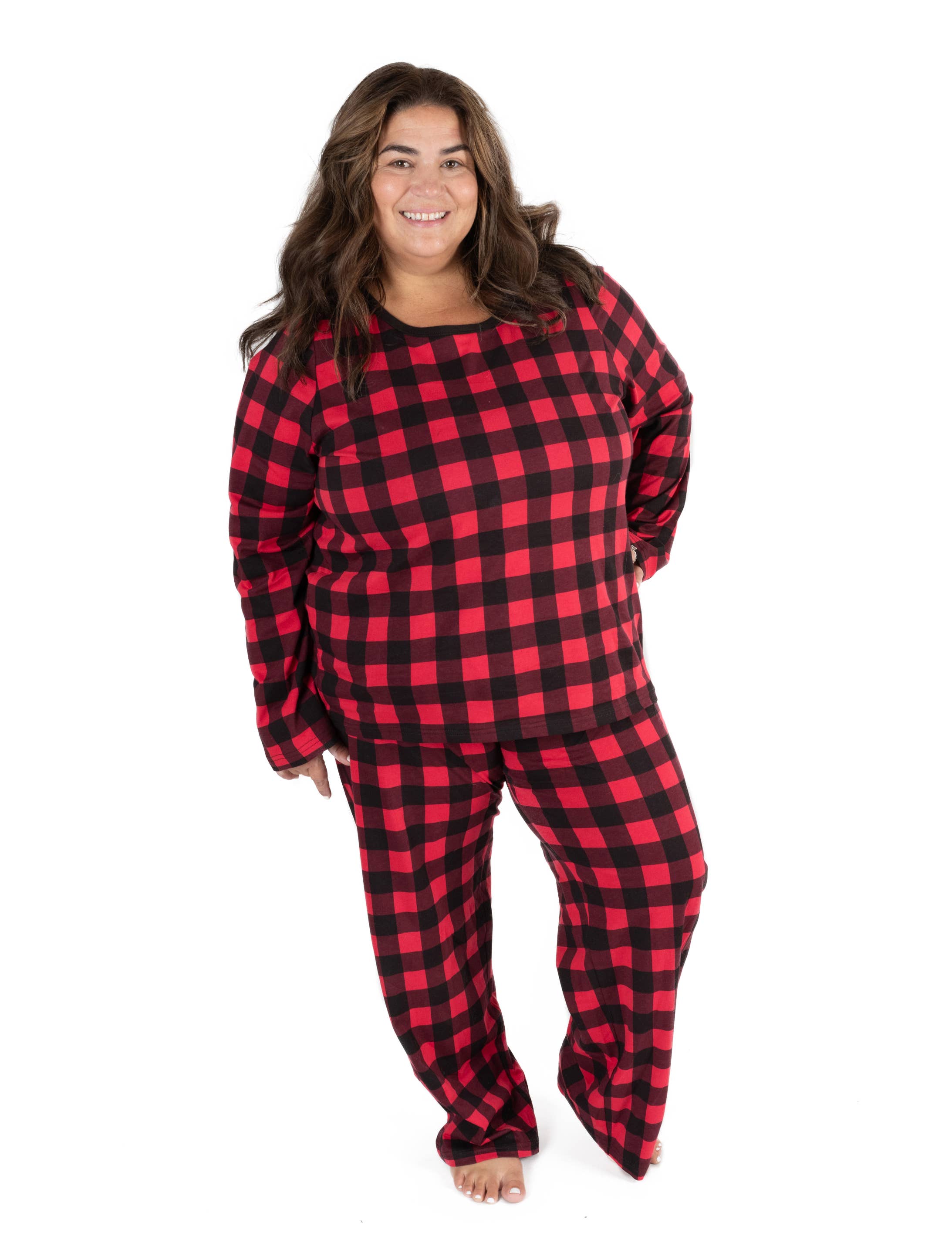 Leveret Pajamas - Wholesale Sleepwear Set - Women's - Women Two Piece Cotton Pajamas Plaid for Christmas16