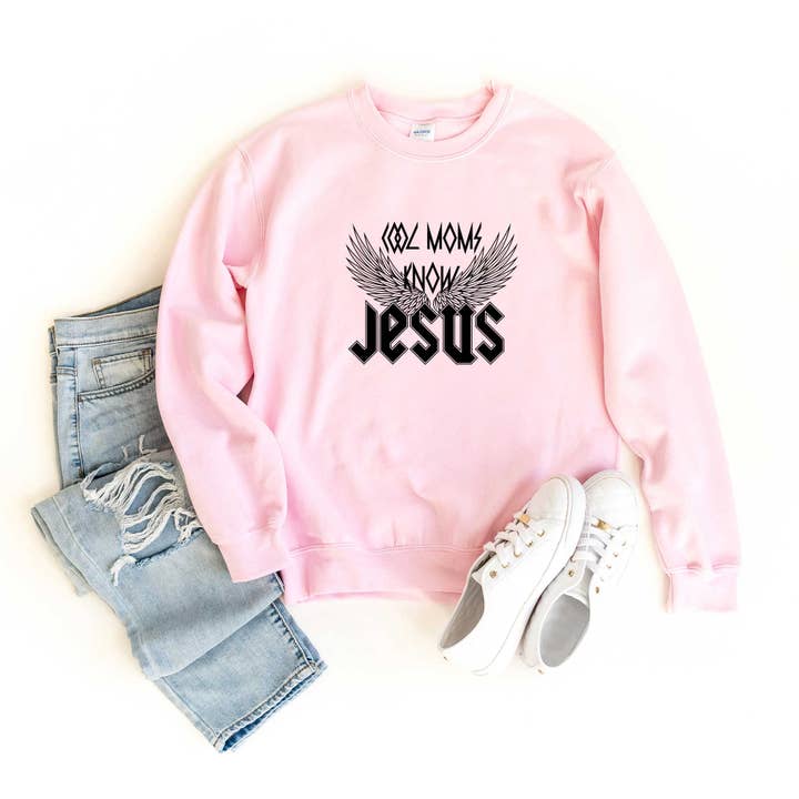 Cool Moms Know Jesus Wings | Sweatshirt | Faith for wholesale by Uplifting Threads Co Wholesale