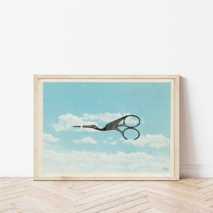 Bird Scissors Print for wholesale by The Galek Sea