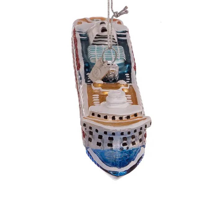 6"NOBLE GEMS GLASS CRUISE SHIP ORNAMENT for wholesale by Kurt S. Adler, Inc.