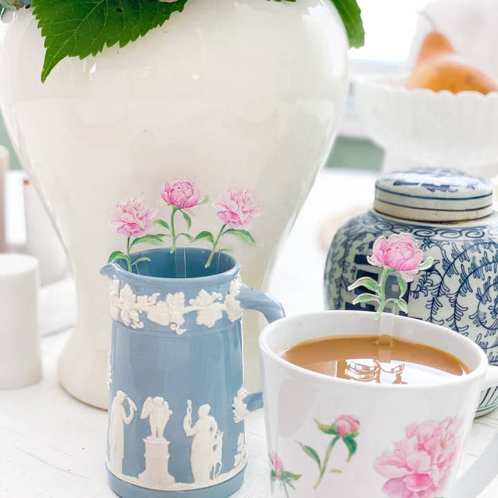 Simply Jessica Marie - Wholesale Drink Stirrer - Peonies Watercolor Acrylic Stir Sticks4