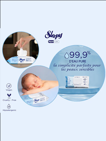 sleepy – Großhandel Gesichts- & Körpertücher – Baby – Sleepy Aqua Care H2O Feuchttücher für Neugeborene1