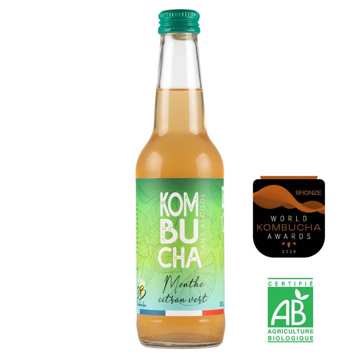Kombucha bio mint, lime, green pepper • dry - 33 cL for wholesale by BB KOMBUCHA