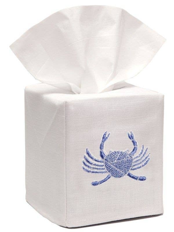 Couverture Boîte à Mouchoirs Lin Coton - Bleu Crabe pour la vente par Jacaranda Living