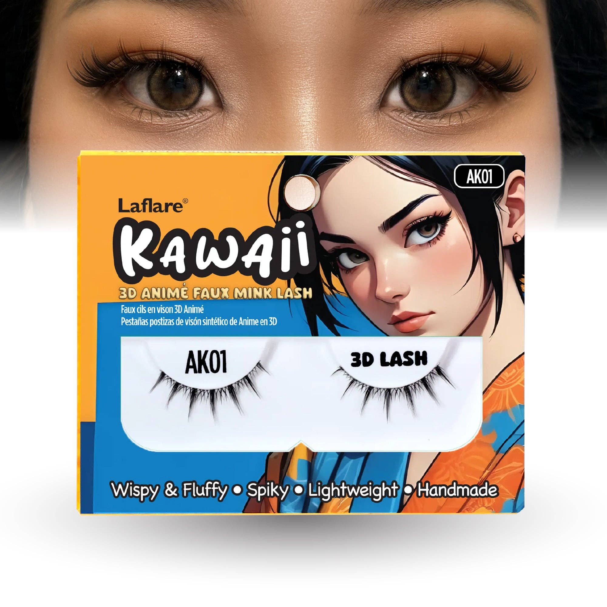 Laflare - Wholesale False/Fake Eyelashes - Kawaii 3D Anime Faux Mink Lash | Manga Lashes | Japanese Style Cosplay Lashes | Spiky 8D Wispy False Eyelashes Full Strip Doll Lashes.0