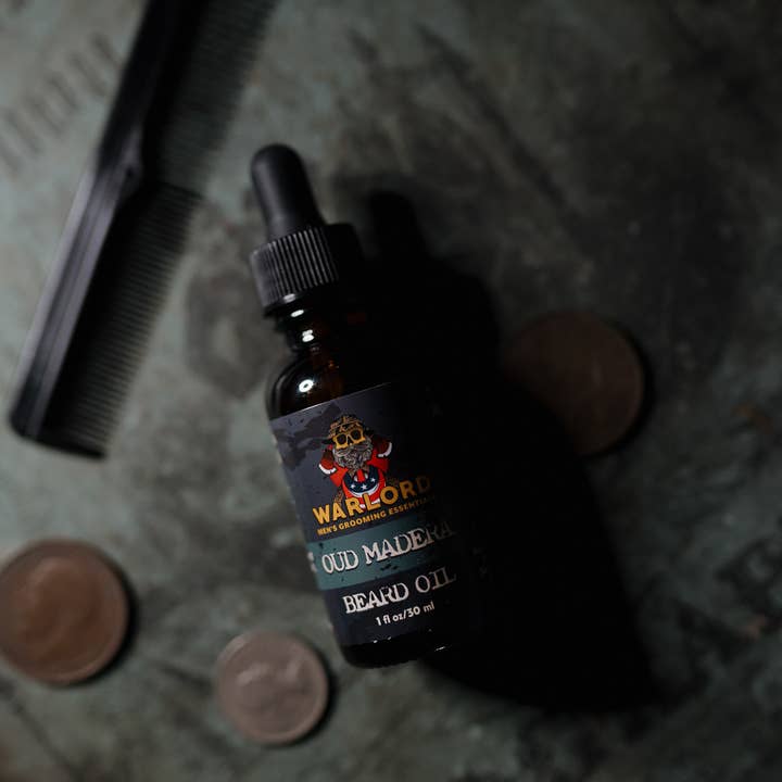 Warlord - Men's Grooming Essentials | Veteran Owned - Wholesale Beard Styling Product - Oud Madera Beard Oil1