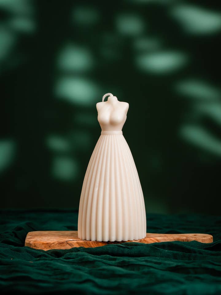 Girl's Wedding Dress Candle - Sculptural Candle for wholesale by Allure CA