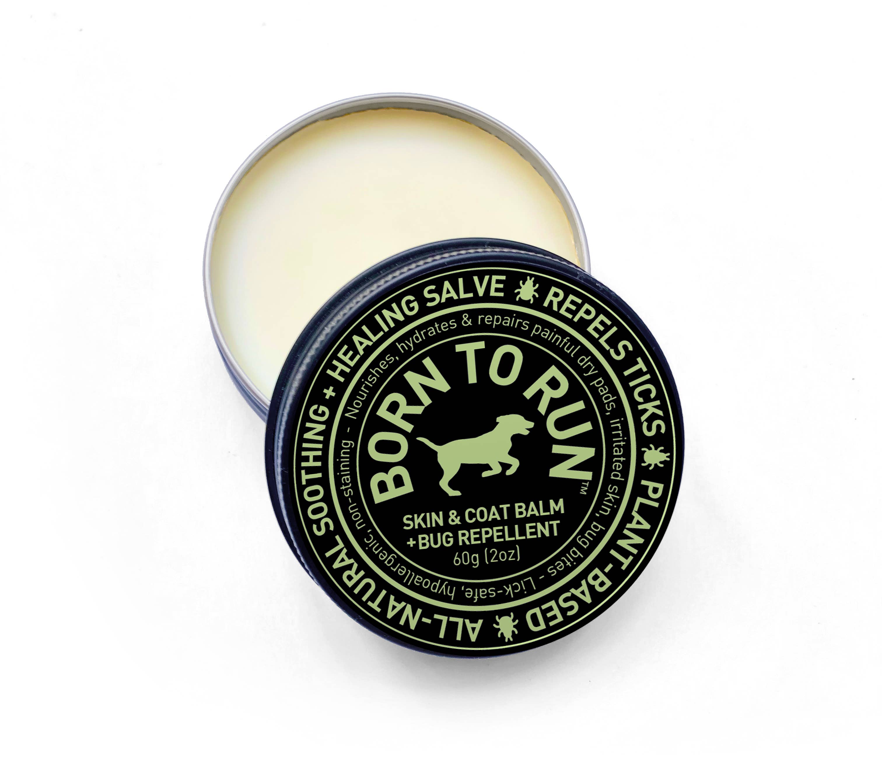 BORN TO RUN DOGS - Wholesale Pet Balm - Dog - SKIN & COAT Healing Balm w/ Bug Repellent Organic 60g (2oz)
