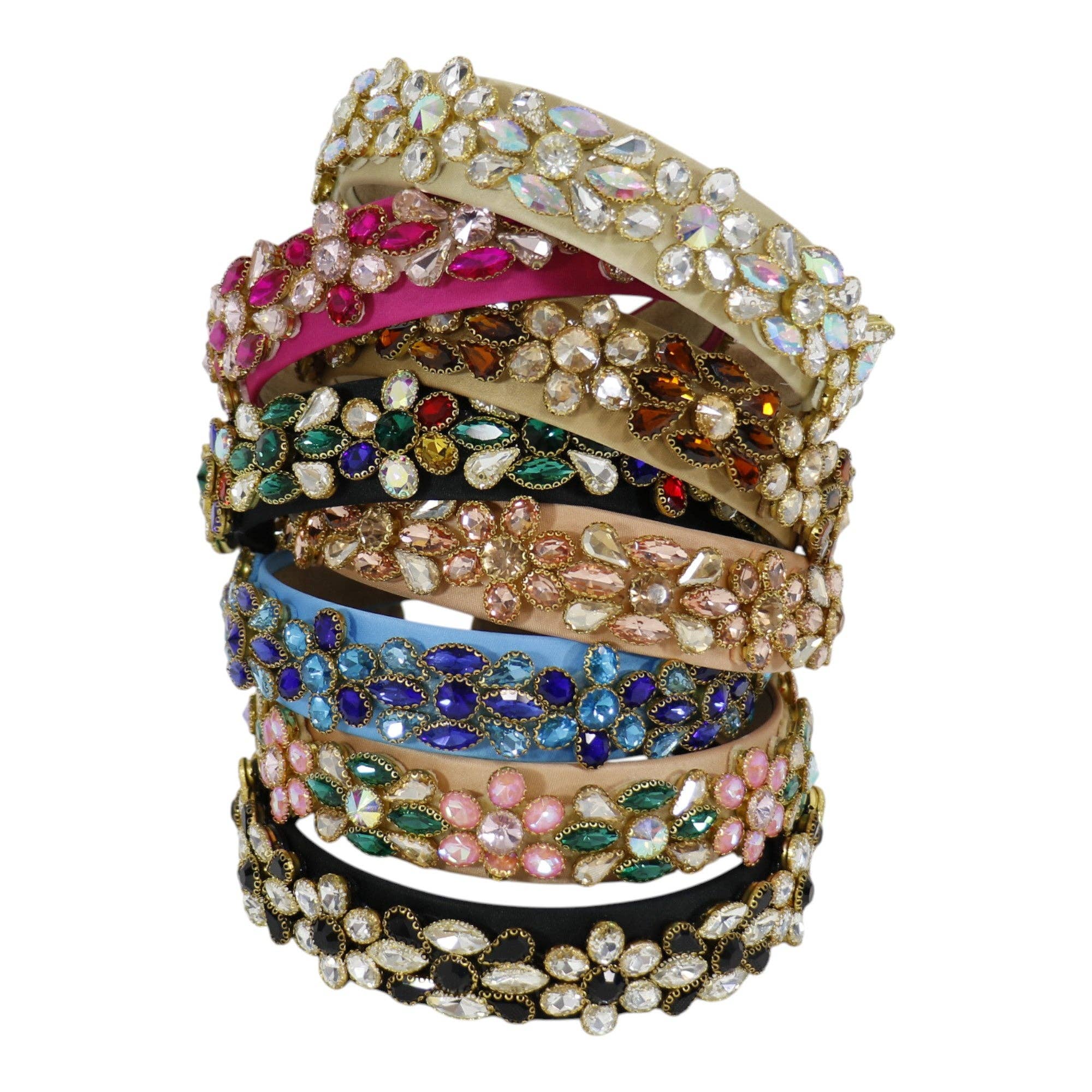 ASSORTITI Fascia Decorativa con Fiori Multi Cristallo HB1226-13 (12PC) in vendita all'ingrosso su Faire1