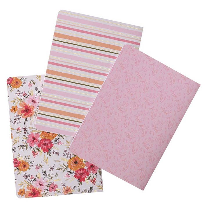 Christian Art Gifts - Wholesale Notebook - He Leads Me Pink Floral Large Notebook Set - Psalm 23:23