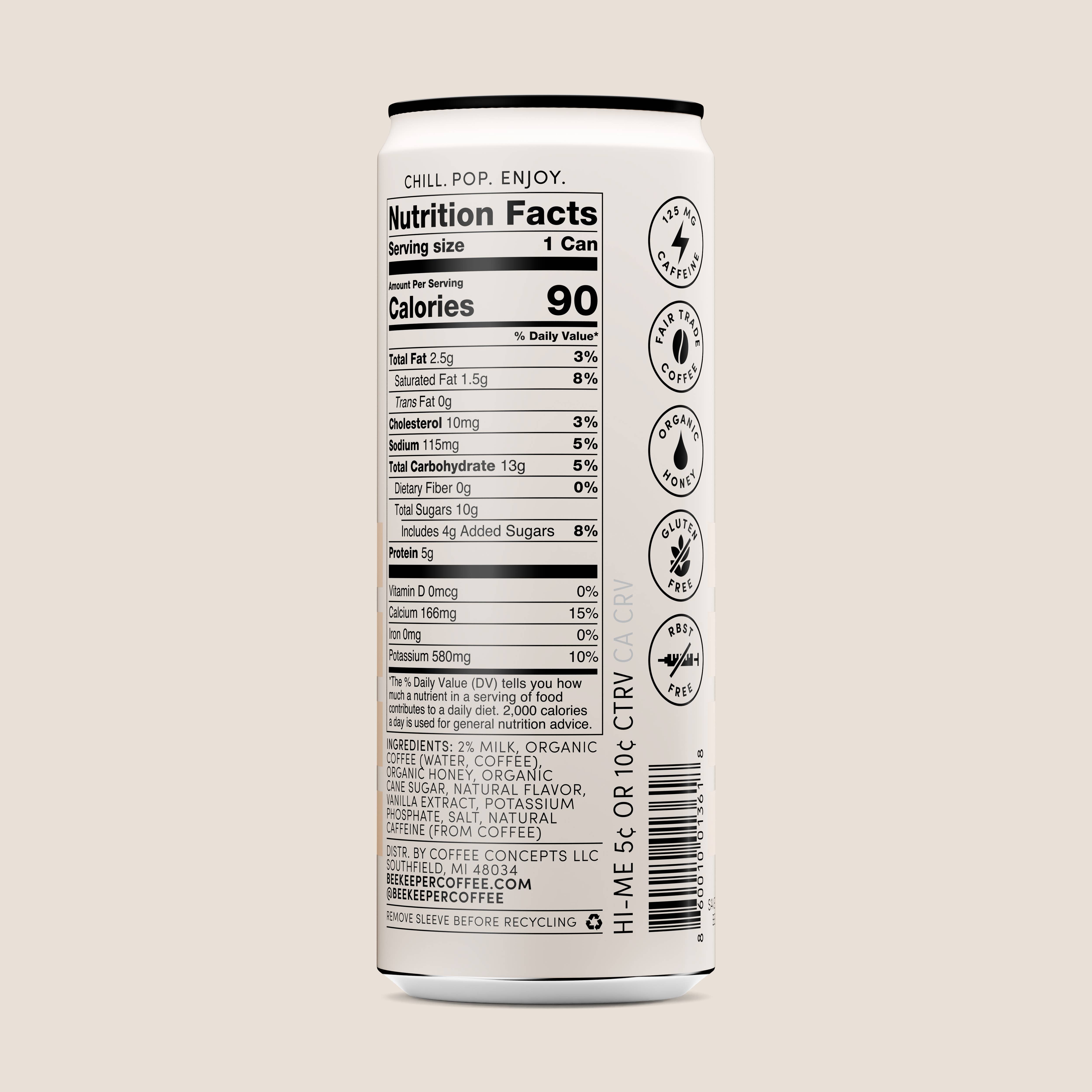 Beekeeper Coffee - Wholesale Iced Coffee/Cold Brew - Vanilla Cold Brew Latte - 12 Pack Case1