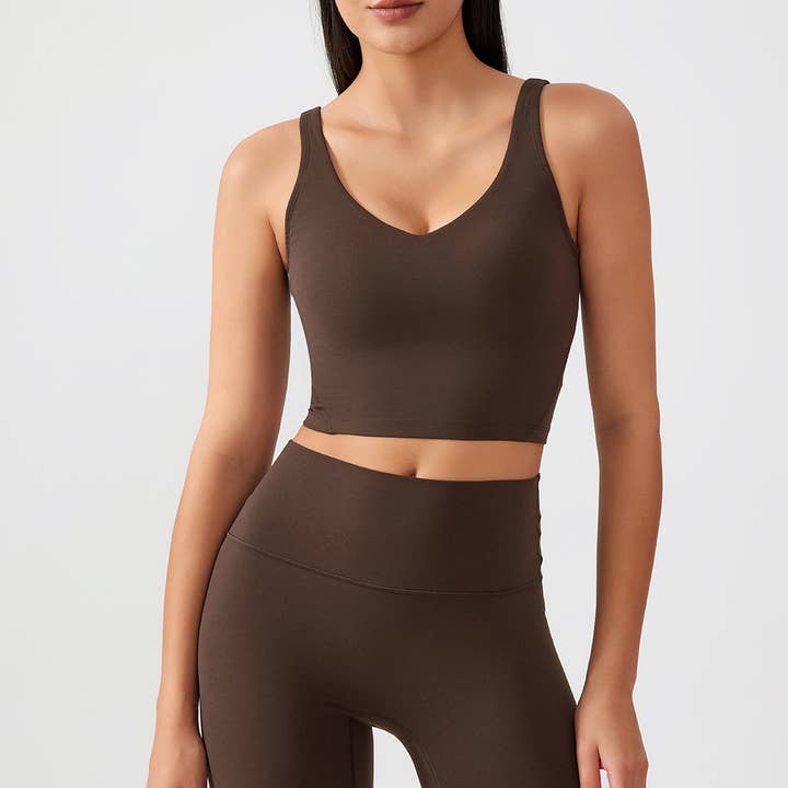 Sodalemon - Wholesale Sports Bra - Women's - Women Fitness U-Neck Padded Tank Top High Support Sport Bra